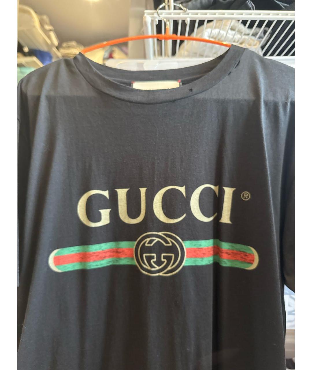 GUCCI Черная хлопковая футболка, фото 4