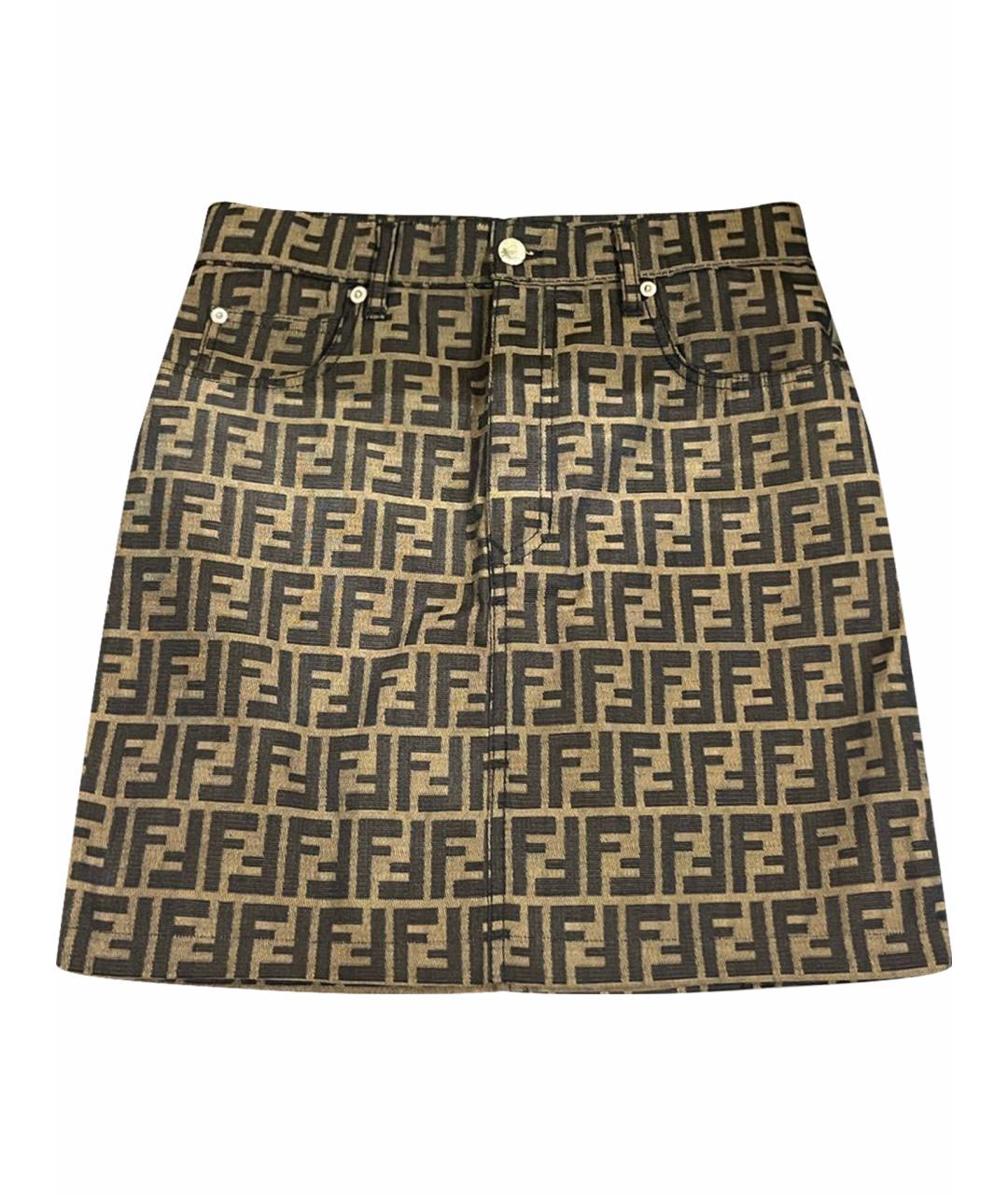 FENDI Коричневая полиамидовая юбка мини, фото 1