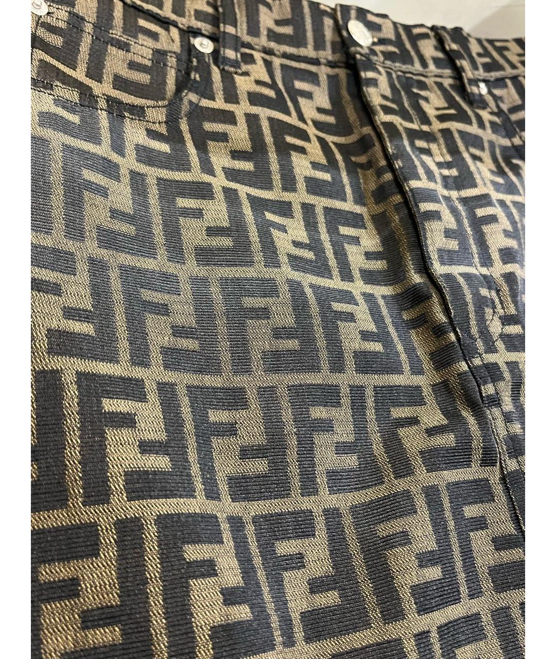 FENDI Коричневая полиамидовая юбка мини, фото 3