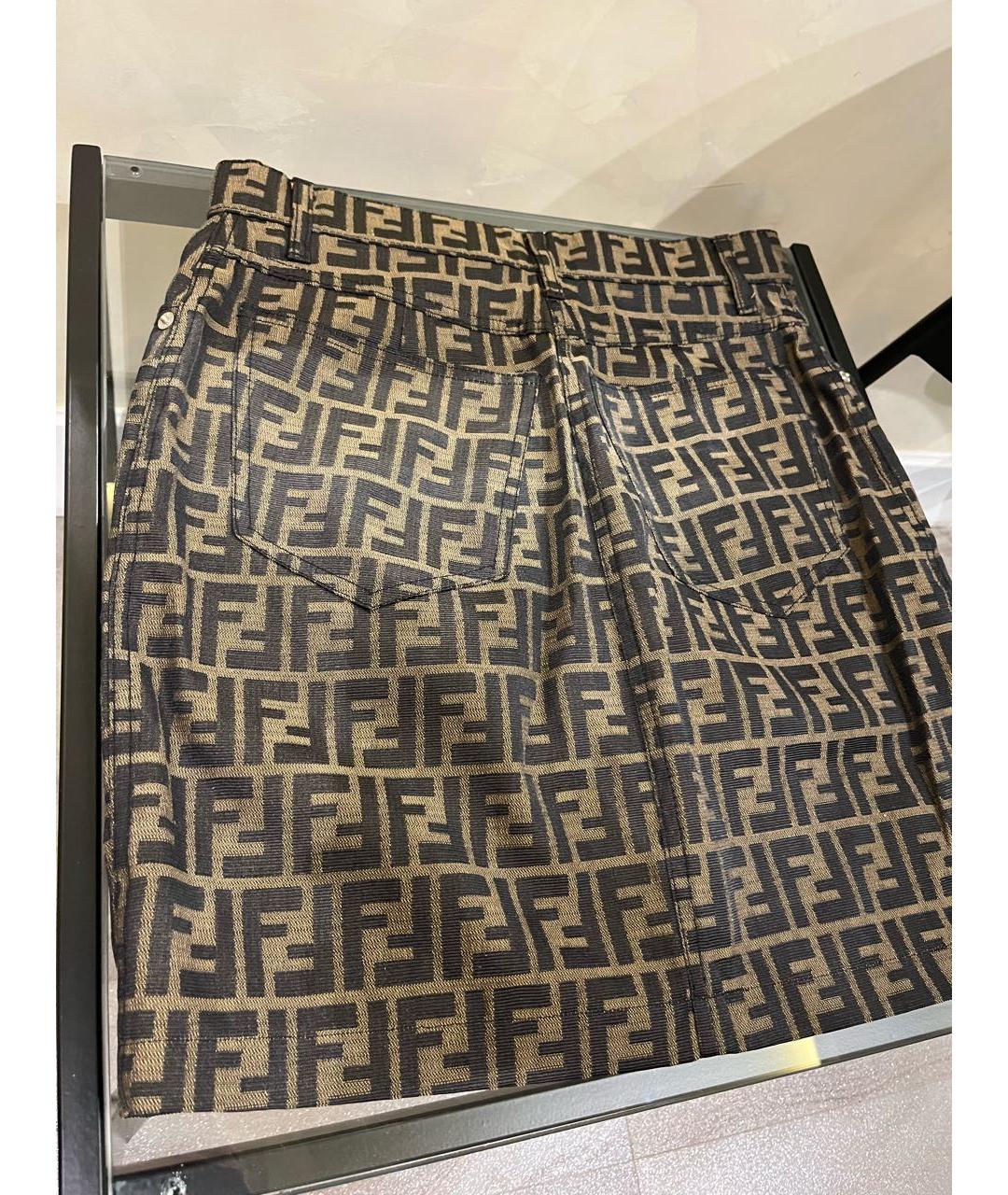 FENDI Коричневая полиамидовая юбка мини, фото 2