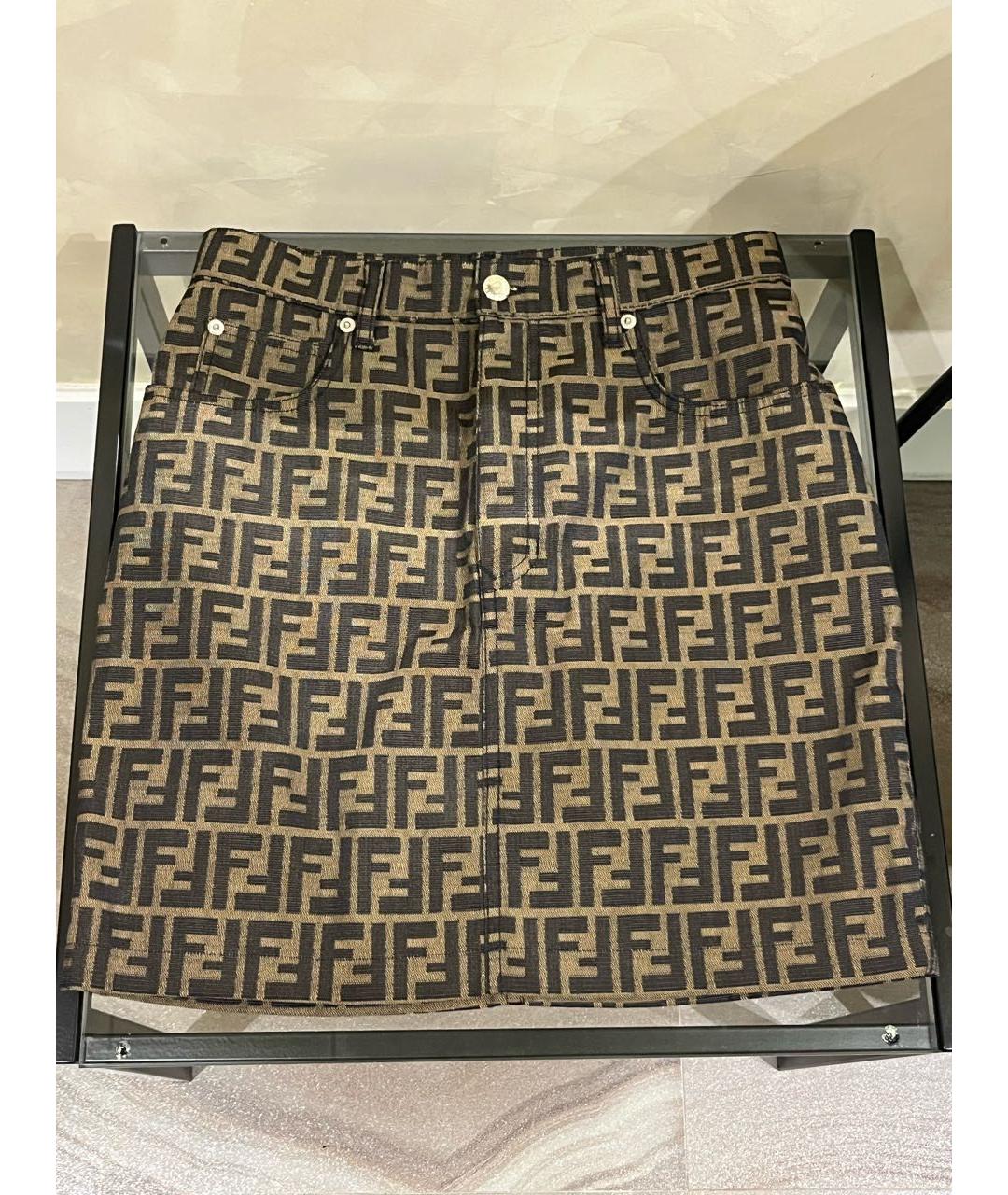 FENDI Коричневая полиамидовая юбка мини, фото 9