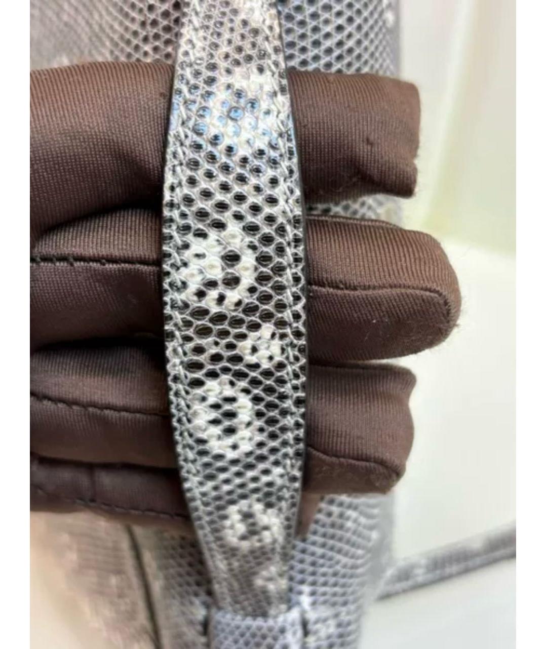 HERMES Серая сумка с короткими ручками из экзотической кожи, фото 6