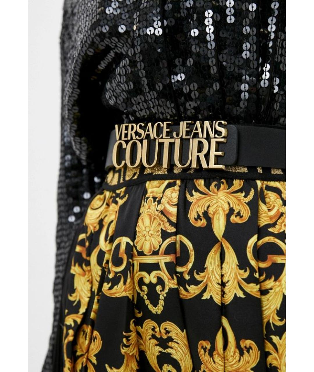 VERSACE JEANS COUTURE Черный кожаный ремень, фото 8