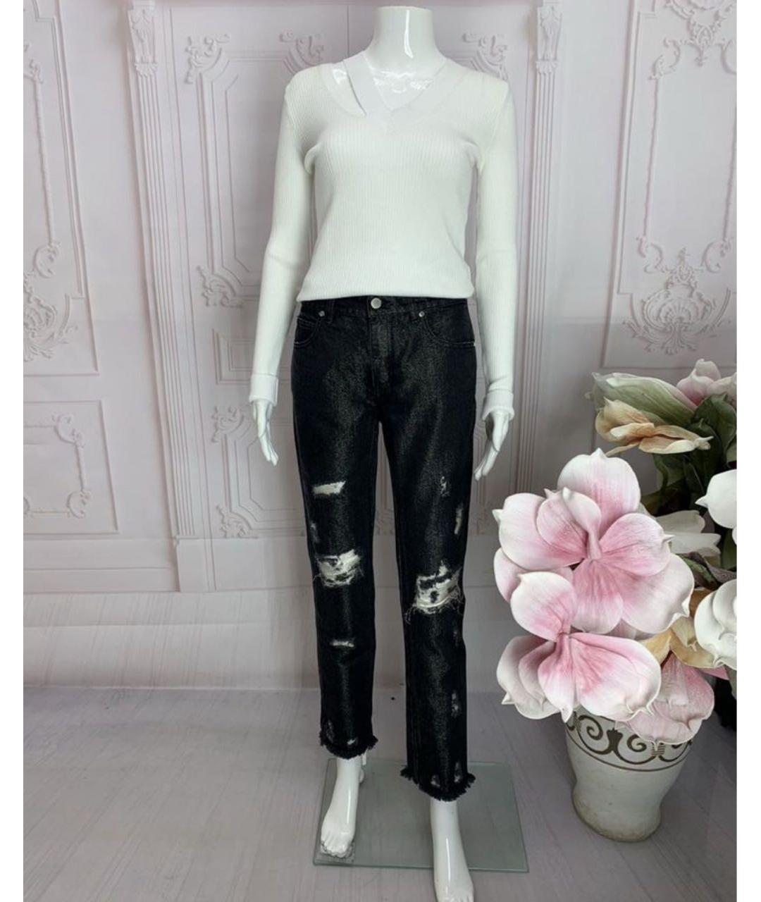 ERMANNO SCERVINO Черные хлопковые прямые джинсы, фото 5