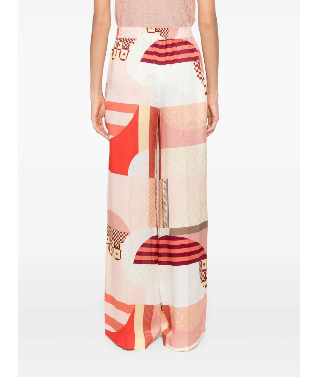 FENDI Мульти шелковые прямые брюки, фото 4