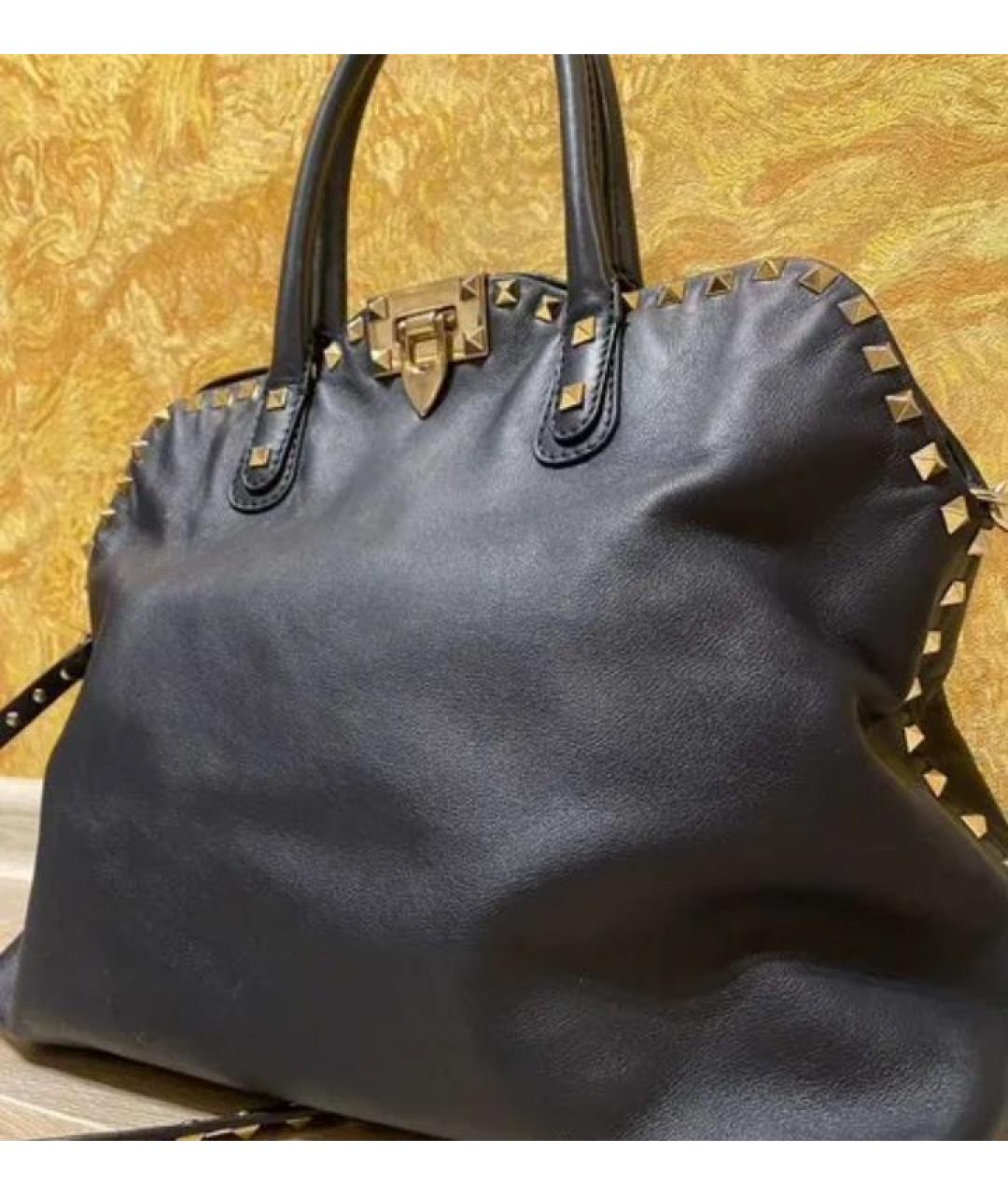 VALENTINO Темно-синяя кожаная сумка с короткими ручками, фото 2