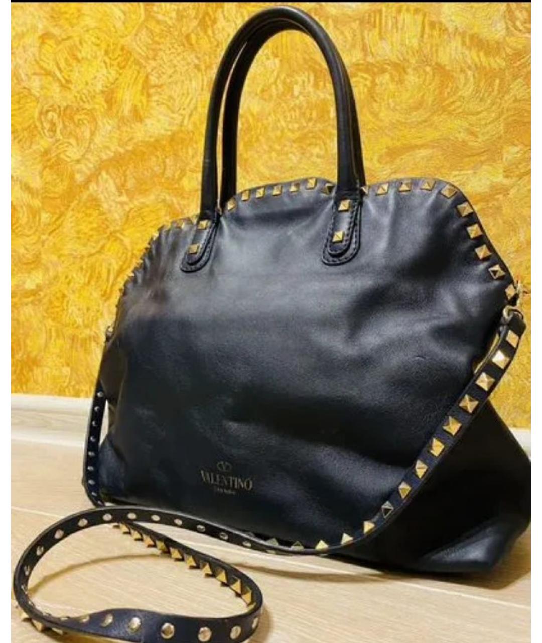VALENTINO Темно-синяя кожаная сумка с короткими ручками, фото 5