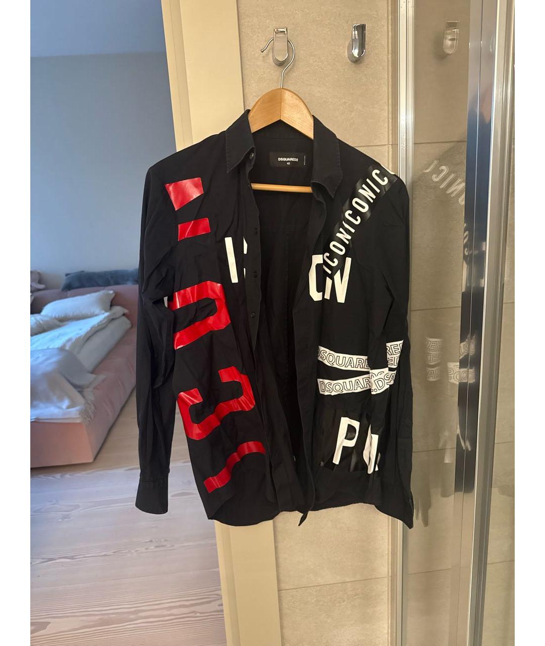 DSQUARED2 Черная хлопковая кэжуал рубашка, фото 2