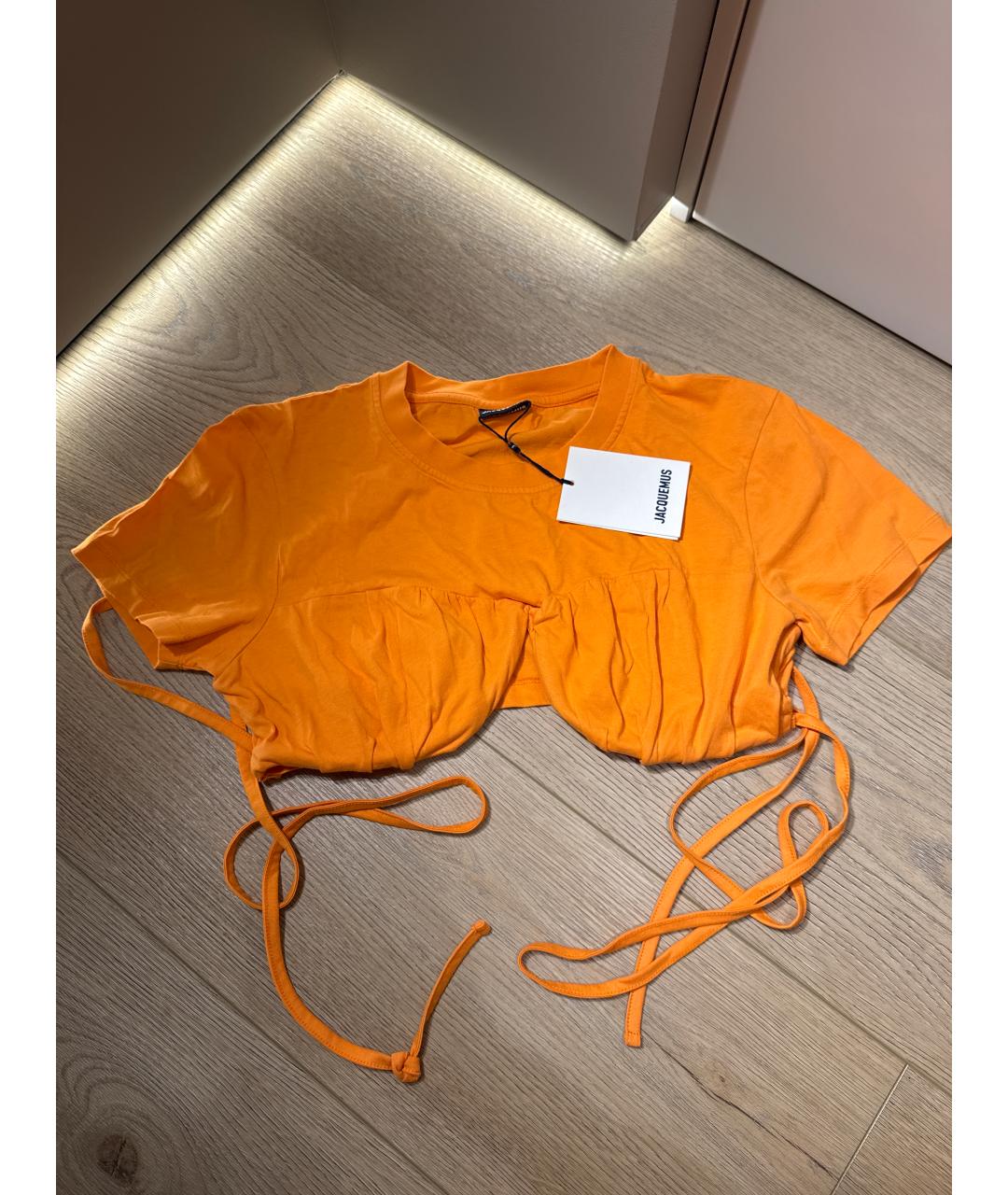 JACQUEMUS Оранжевая хлопковая футболка, фото 8