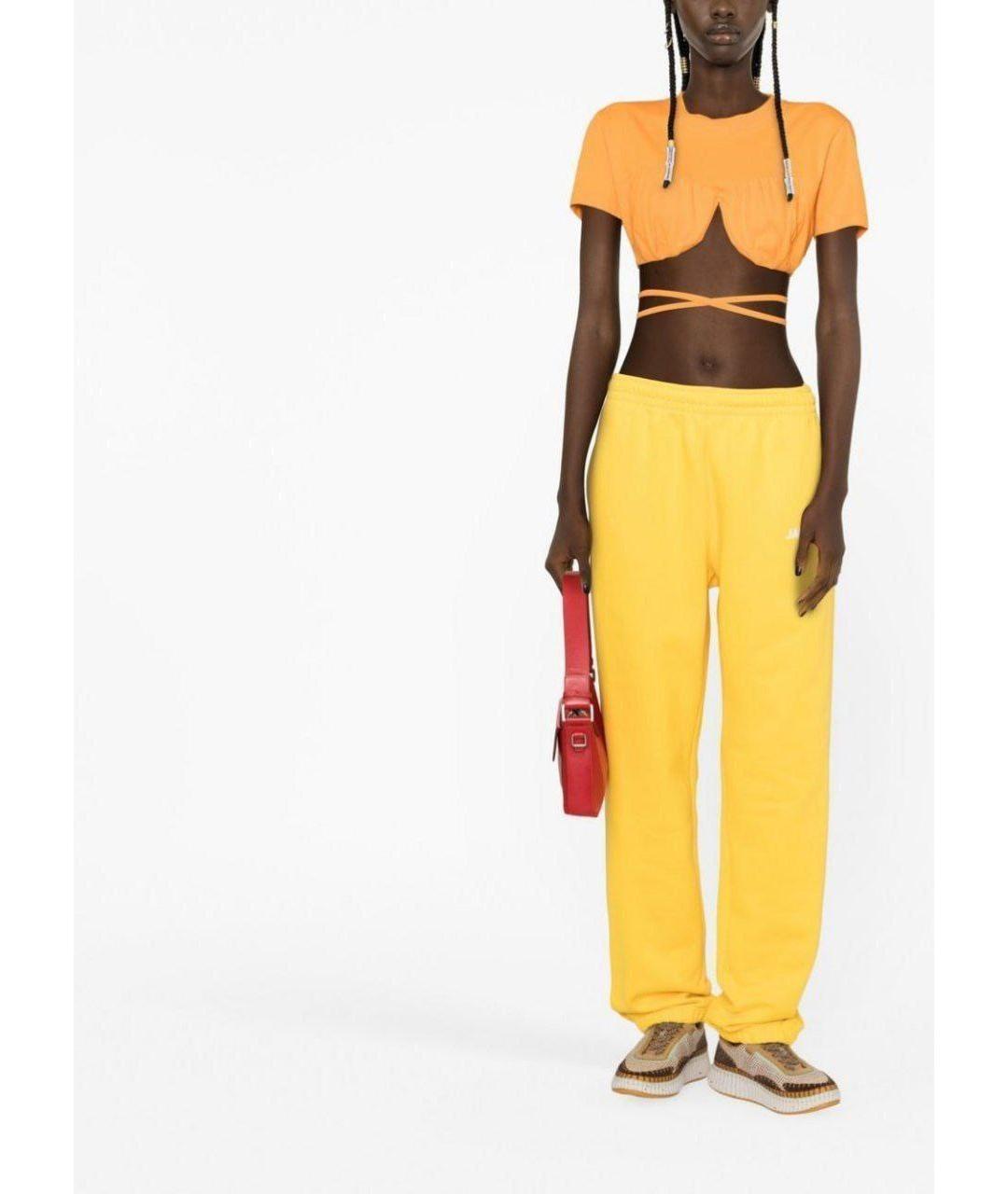 JACQUEMUS Оранжевая хлопковая футболка, фото 7
