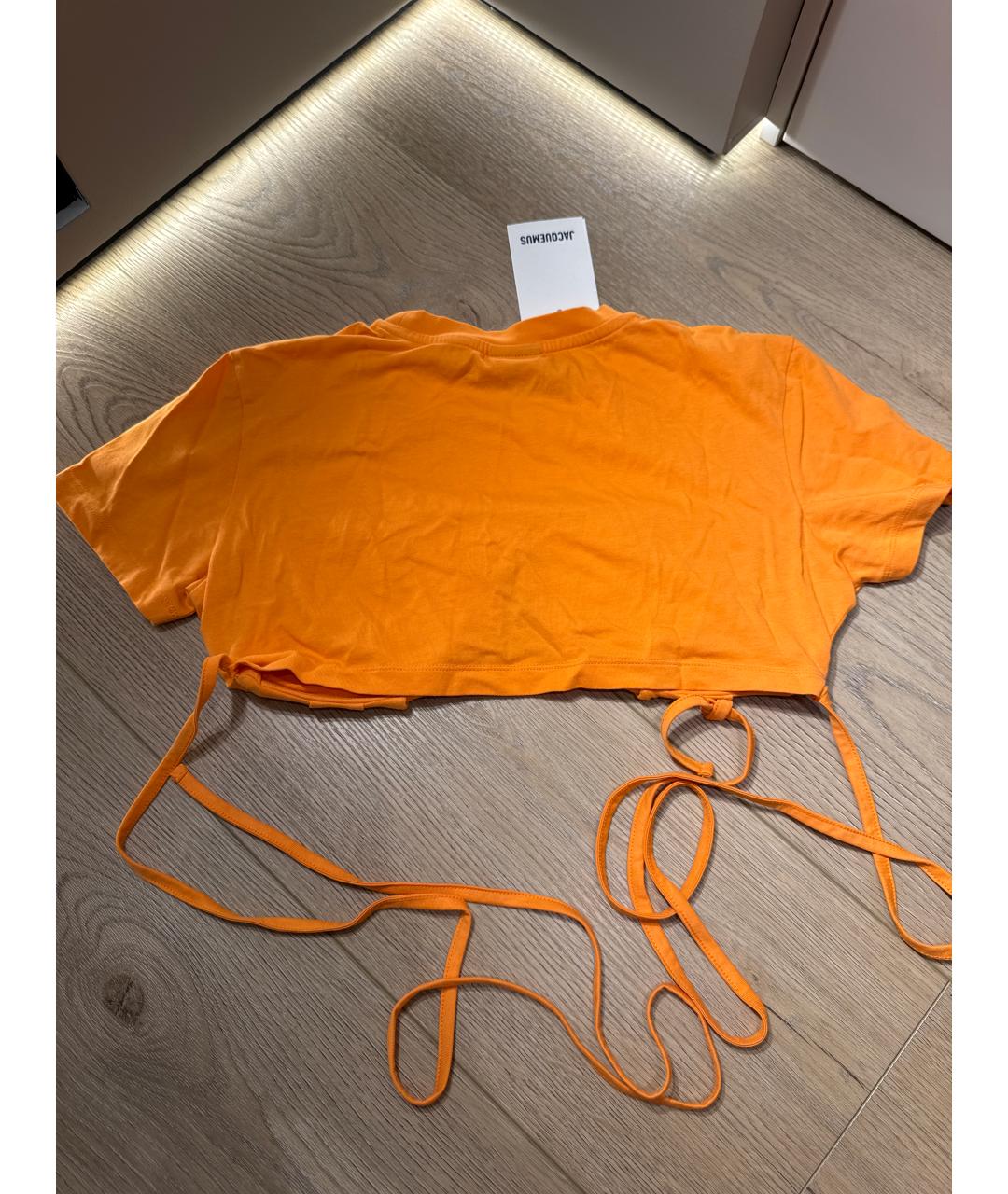 JACQUEMUS Оранжевая хлопковая футболка, фото 2
