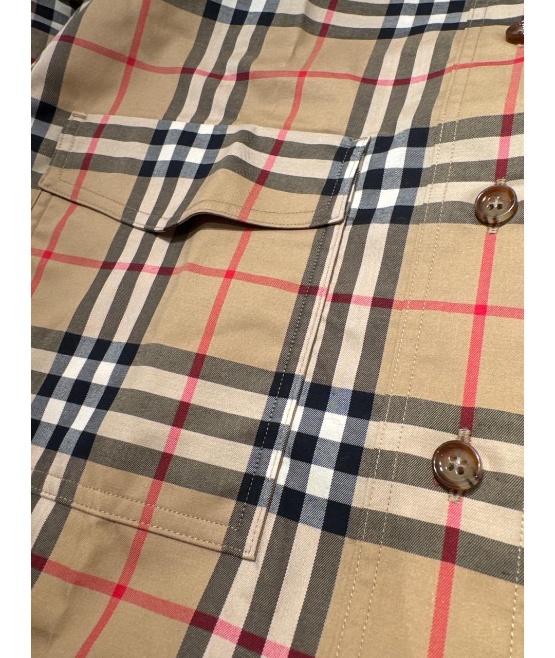 BURBERRY Бежевая хлопко-эластановая рубашка, фото 5