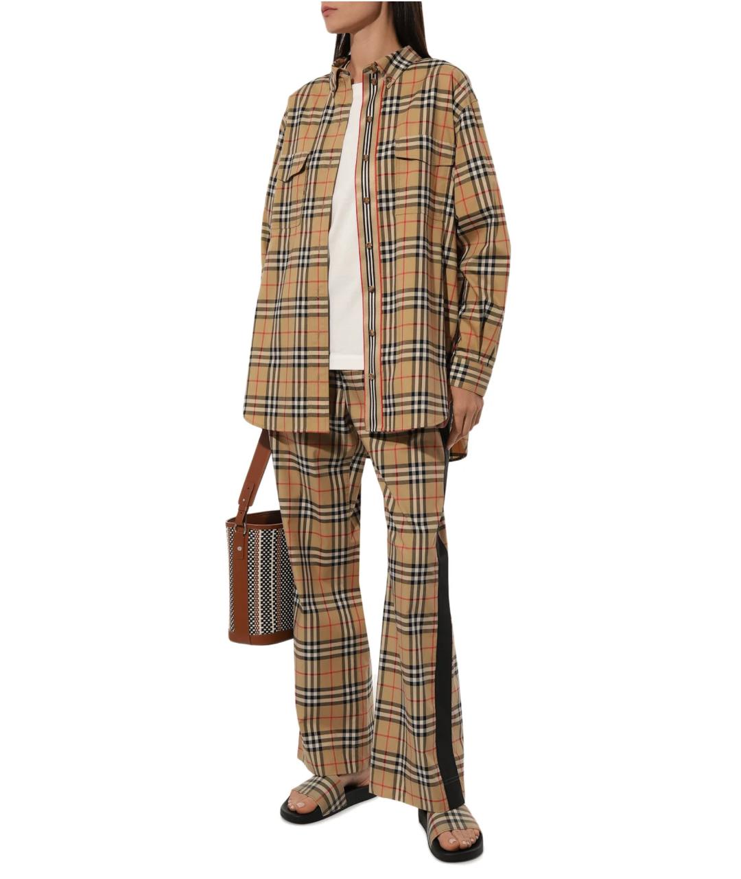 BURBERRY Бежевая хлопко-эластановая рубашка, фото 6