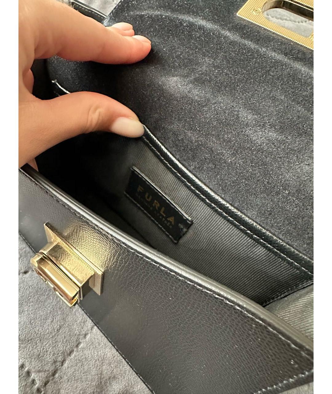 FURLA Черная кожаная сумка через плечо, фото 4