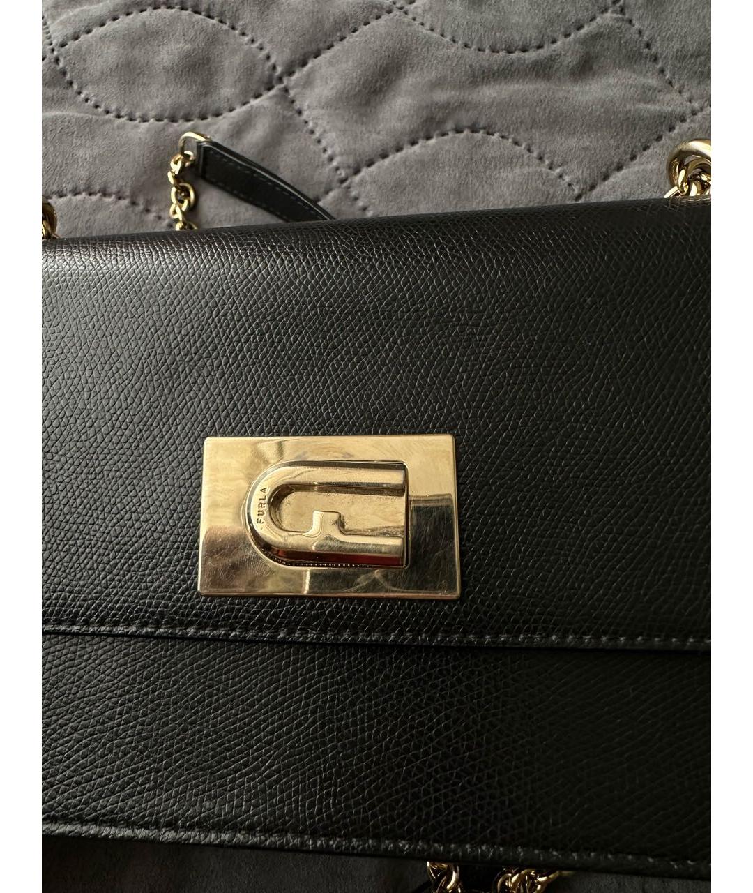 FURLA Черная кожаная сумка через плечо, фото 7