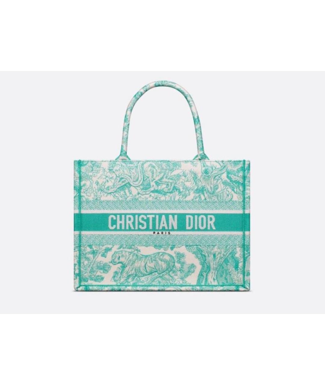 CHRISTIAN DIOR Зеленая тканевая сумка тоут, фото 7