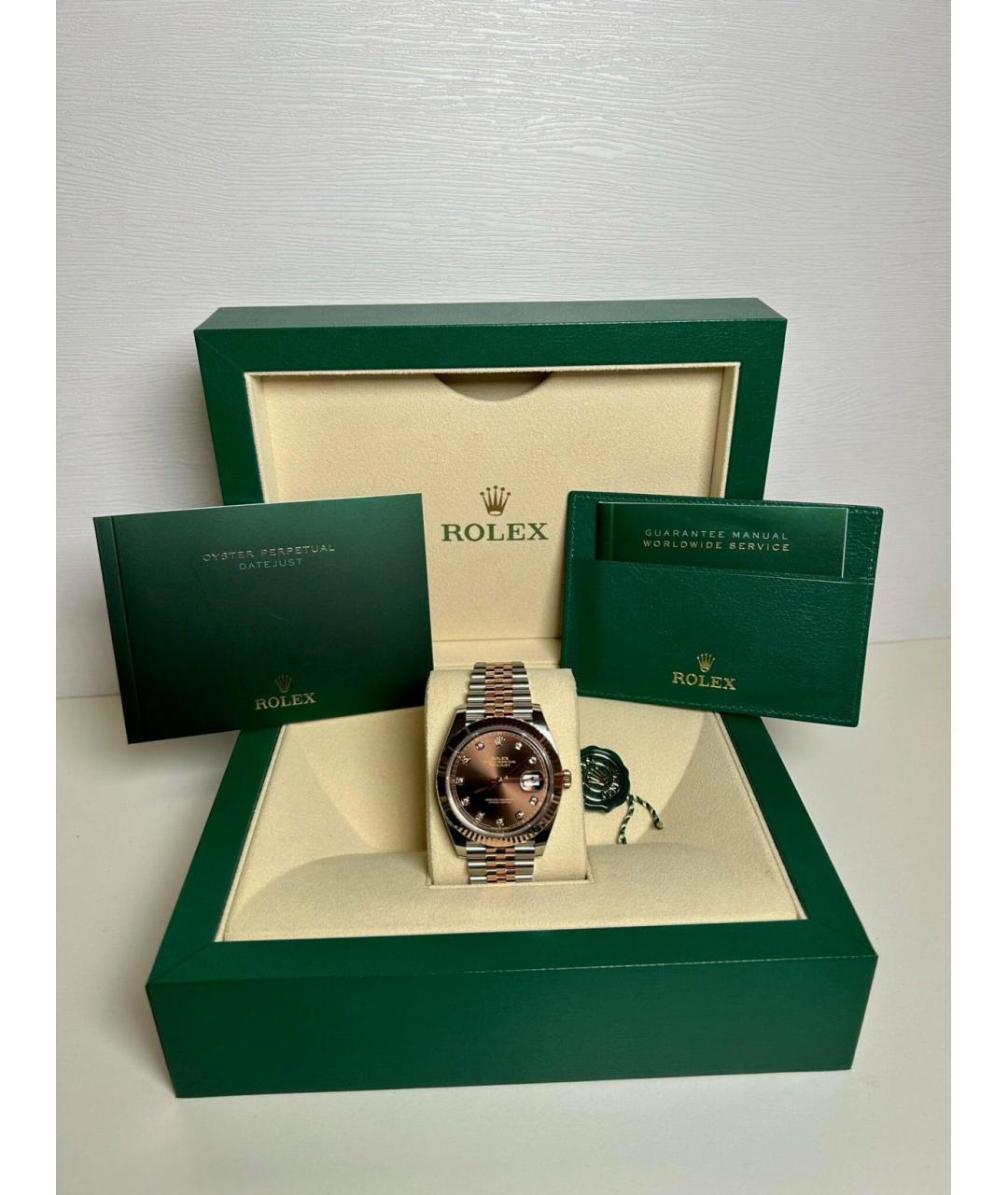 ROLEX Коричневые часы из розового золота, фото 3