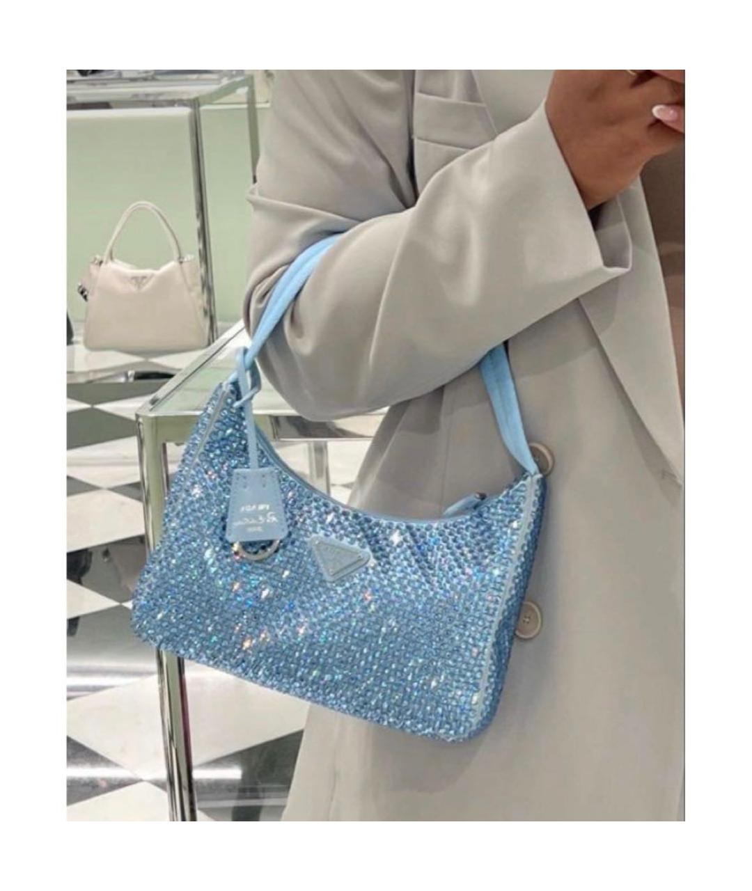 PRADA Голубая шелковая сумка через плечо, фото 5