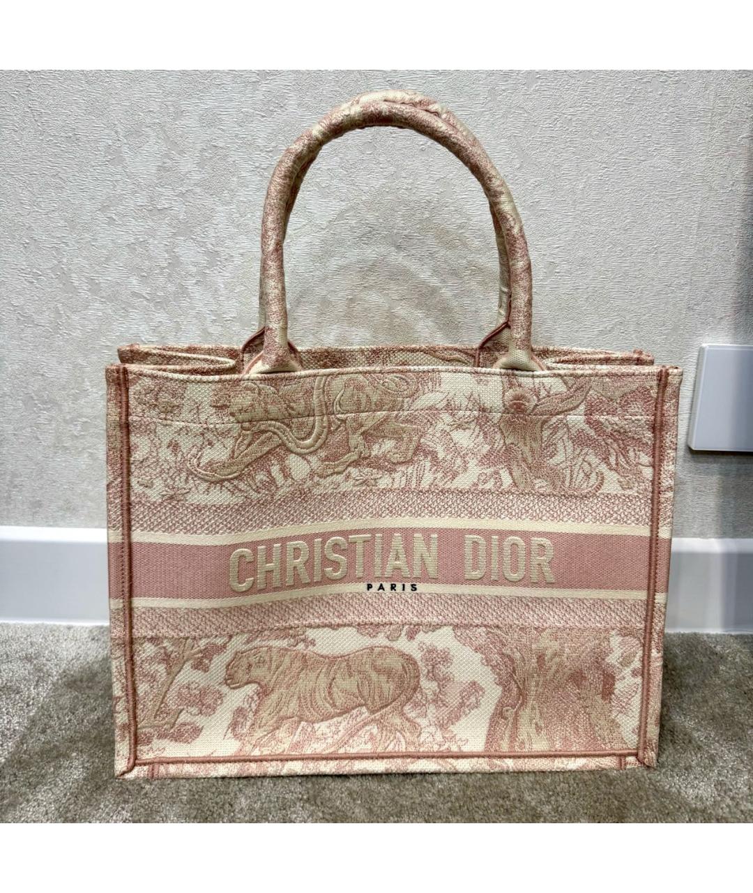 CHRISTIAN DIOR Розовая тканевая сумка тоут, фото 2