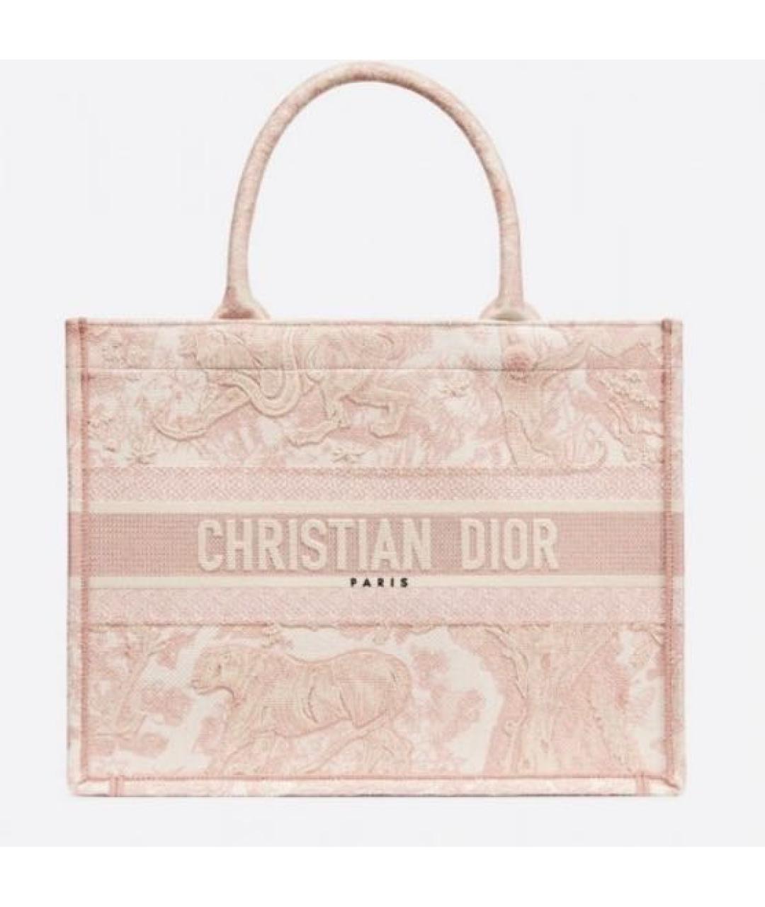 CHRISTIAN DIOR Розовая тканевая сумка тоут, фото 7