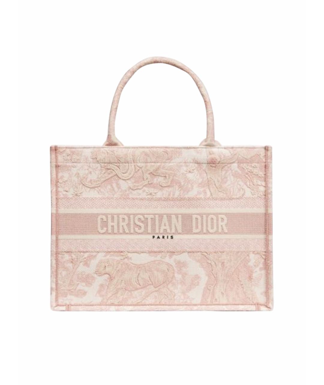 CHRISTIAN DIOR Розовая тканевая сумка тоут, фото 1