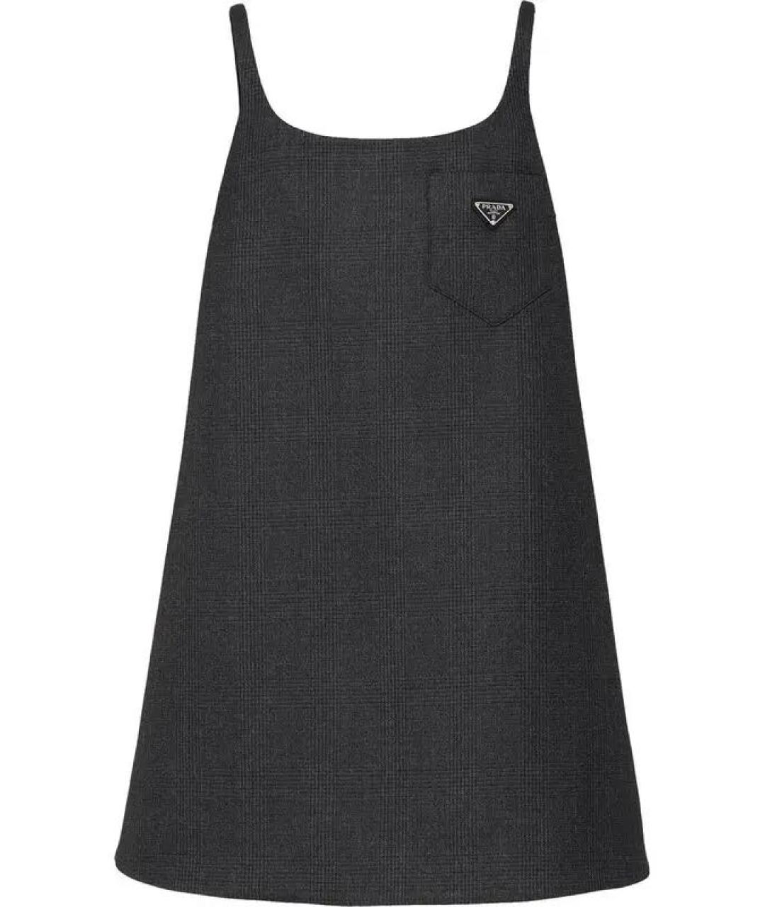 PRADA Антрацитовое шерстяное повседневное платье, фото 1
