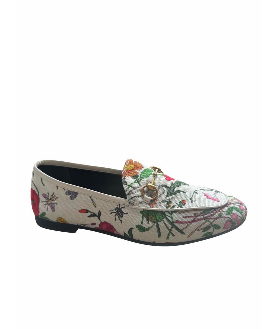 GUCCI Белые текстильные лоферы, фото 1