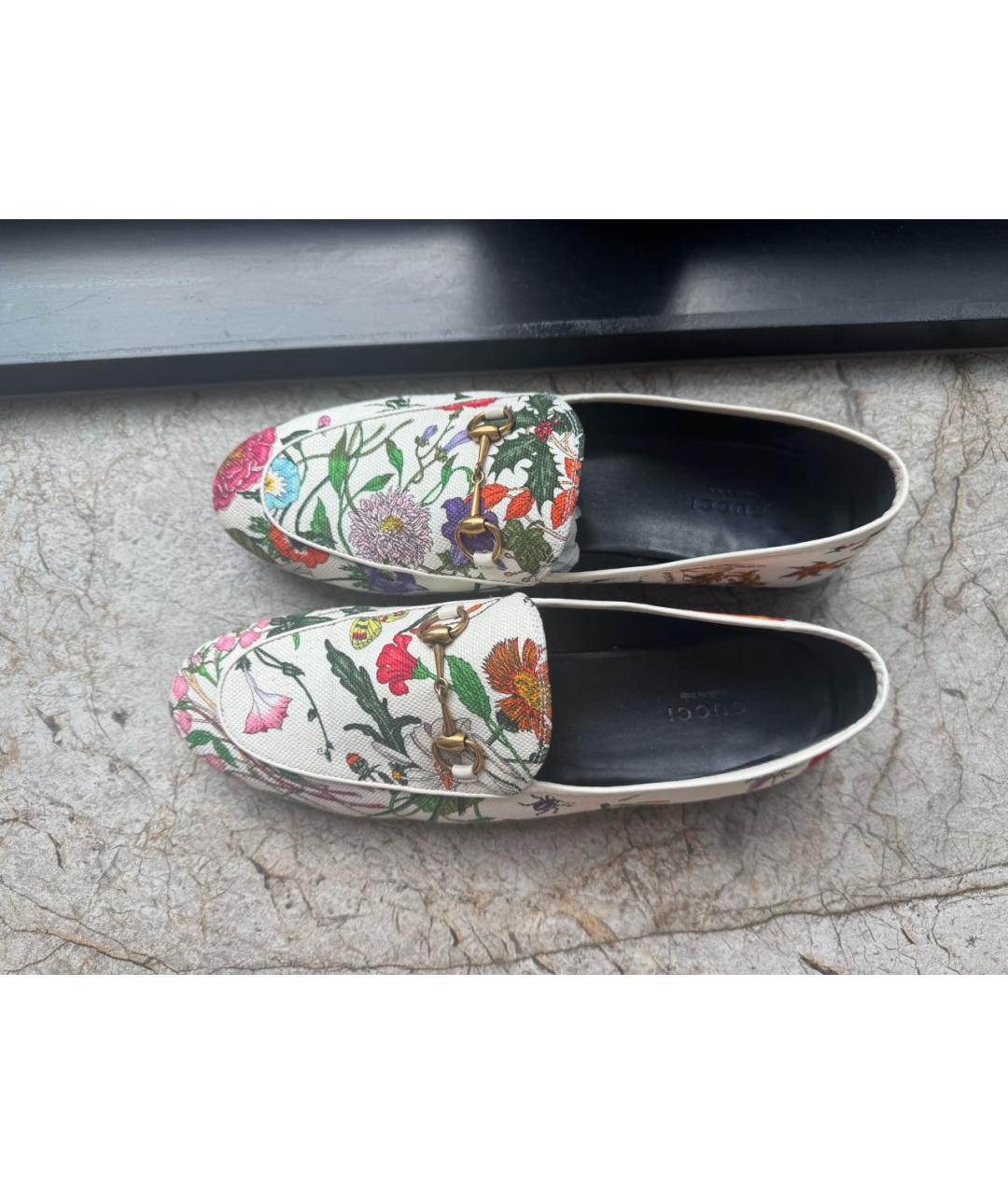 GUCCI Белые текстильные лоферы, фото 3