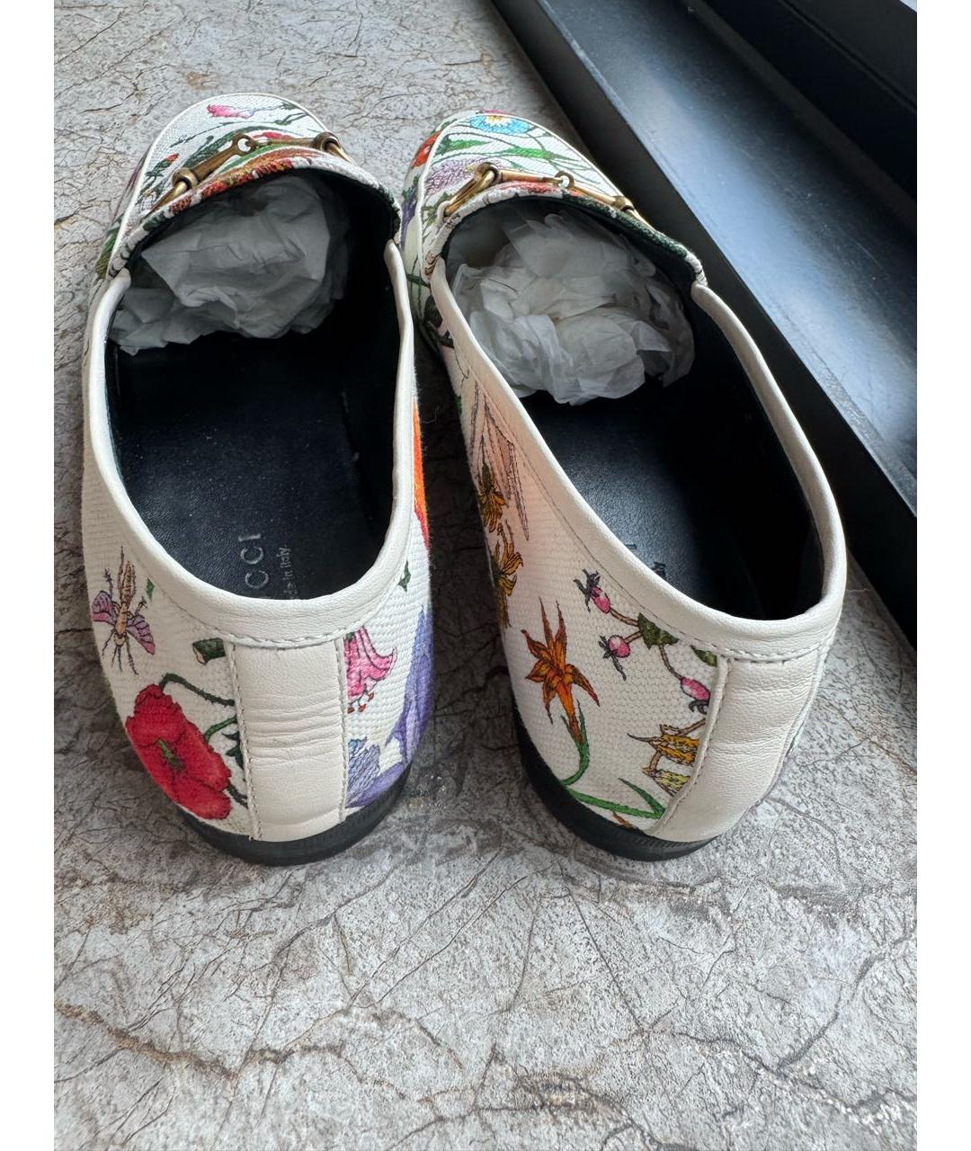 GUCCI Белые текстильные лоферы, фото 4
