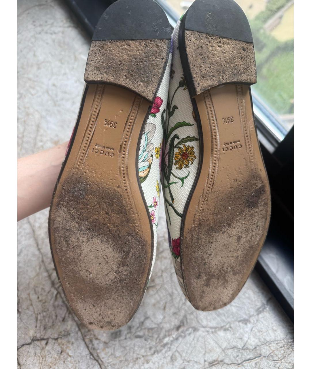 GUCCI Белые текстильные лоферы, фото 5