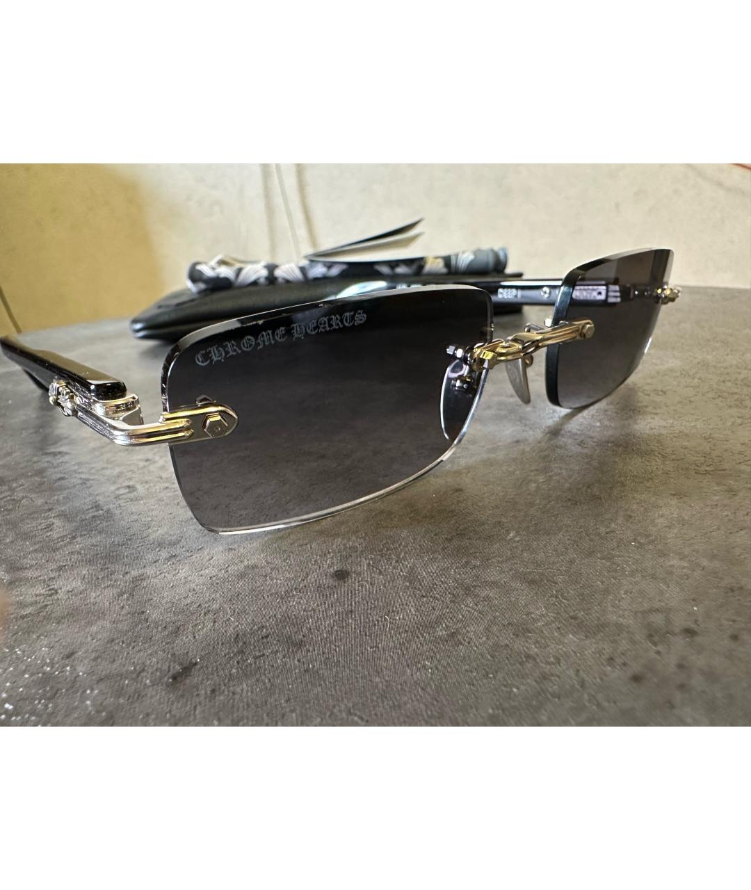 CHROME HEARTS Черные металлические солнцезащитные очки, фото 2