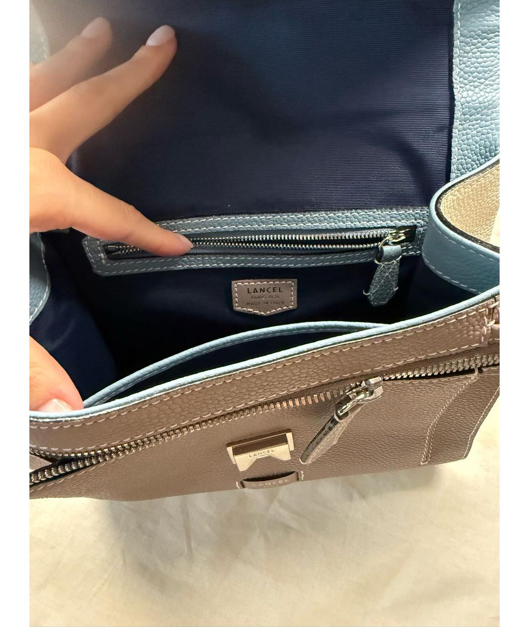 LANCEL Бирюзовая кожаная сумка через плечо, фото 4
