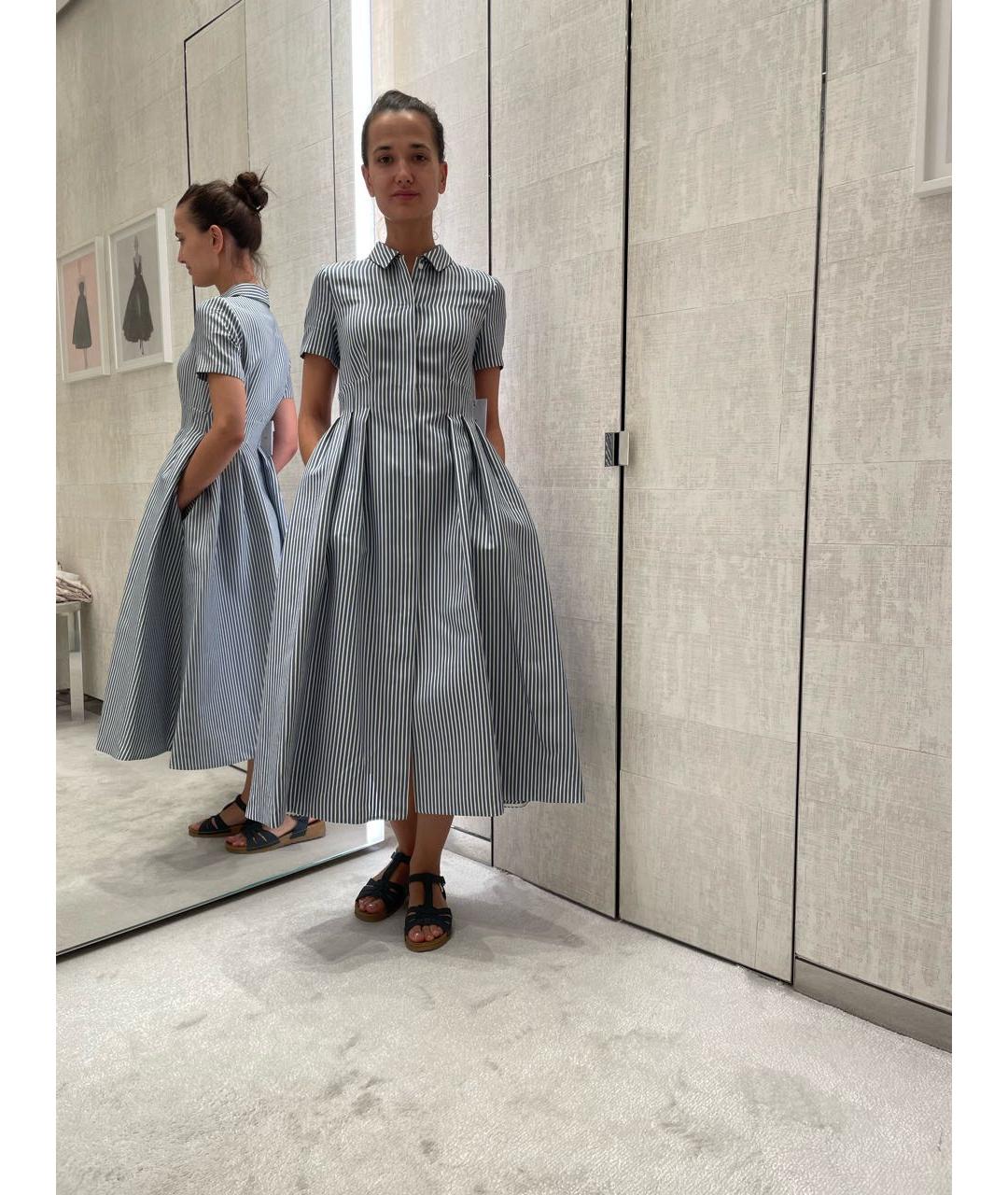 CHRISTIAN DIOR Синее шелковое повседневное платье, фото 2