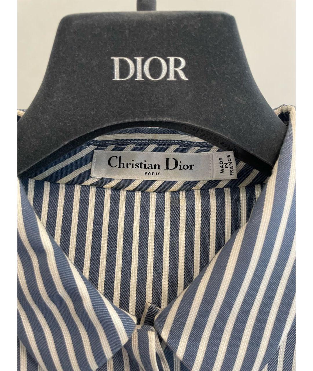 CHRISTIAN DIOR Синее шелковое повседневное платье, фото 4