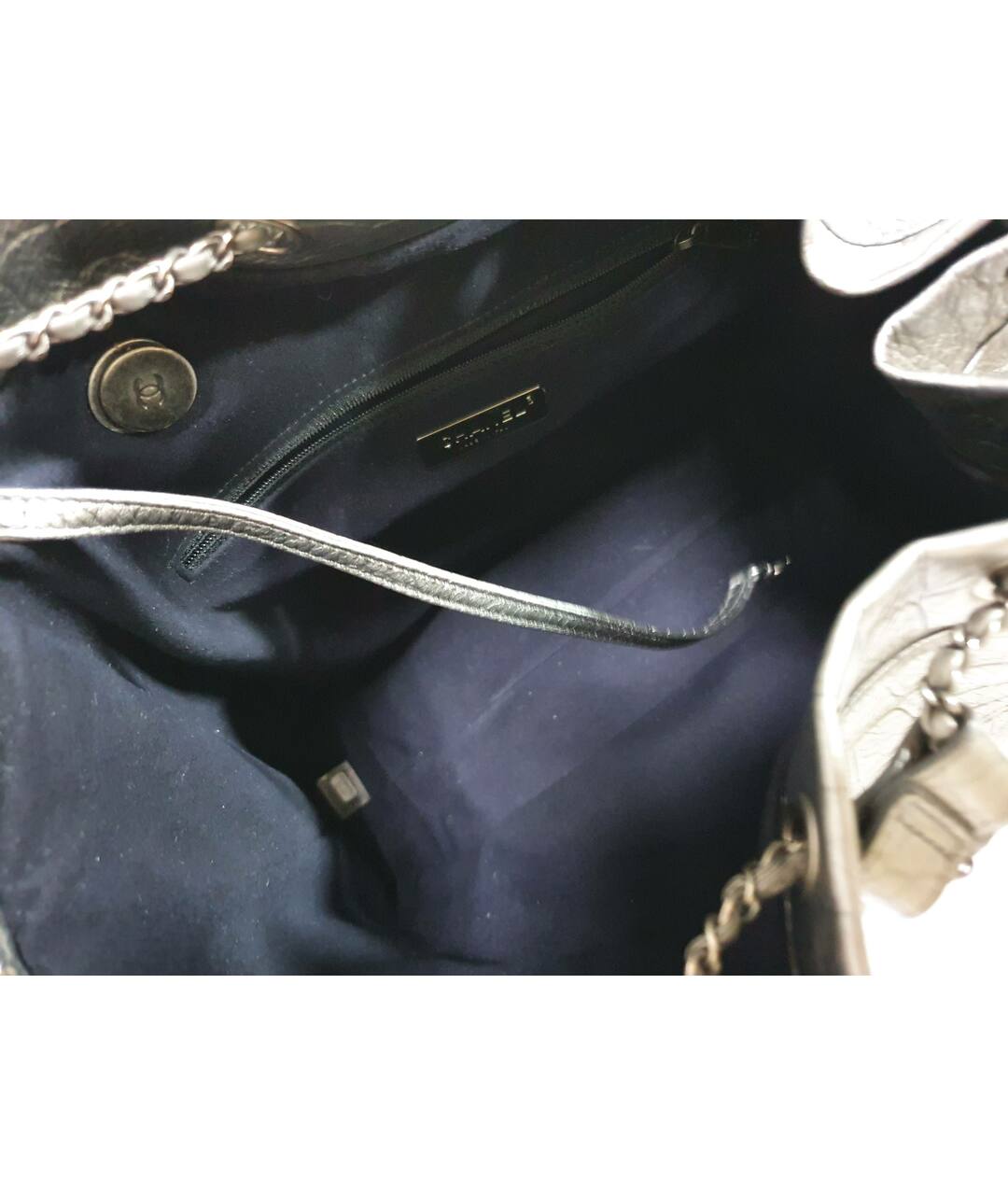 CHANEL PRE-OWNED Серебрянный кожаный рюкзак, фото 4