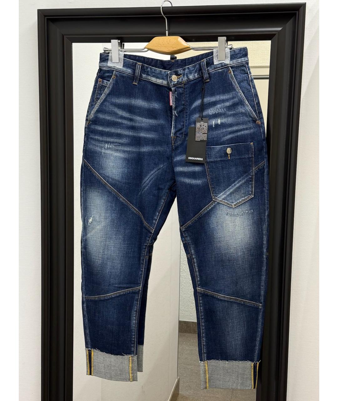 DSQUARED2 Синие хлопко-эластановые джинсы, фото 10