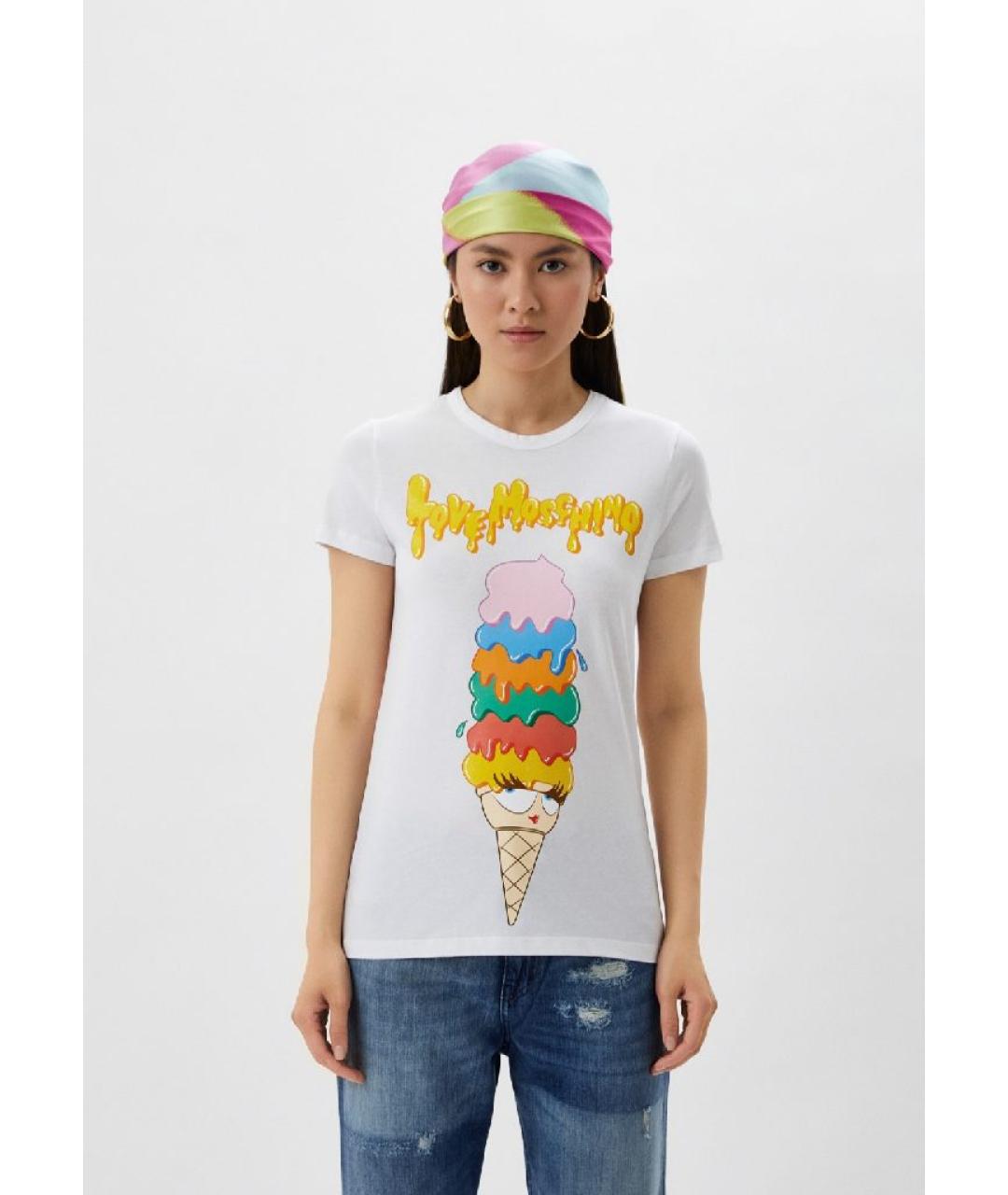 LOVE MOSCHINO Мульти хлопко-эластановая футболка, фото 2