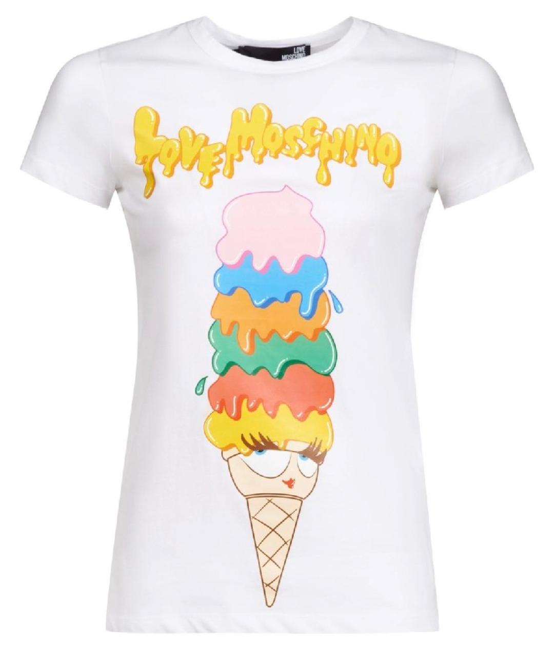 LOVE MOSCHINO Мульти хлопко-эластановая футболка, фото 1