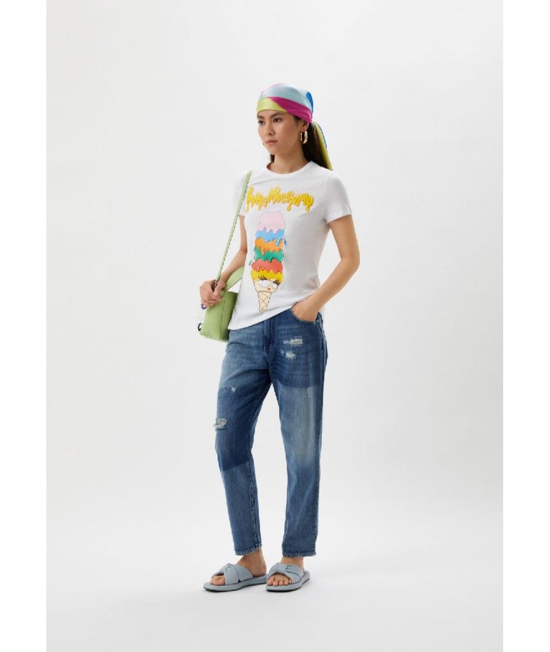 LOVE MOSCHINO Мульти хлопко-эластановая футболка, фото 5