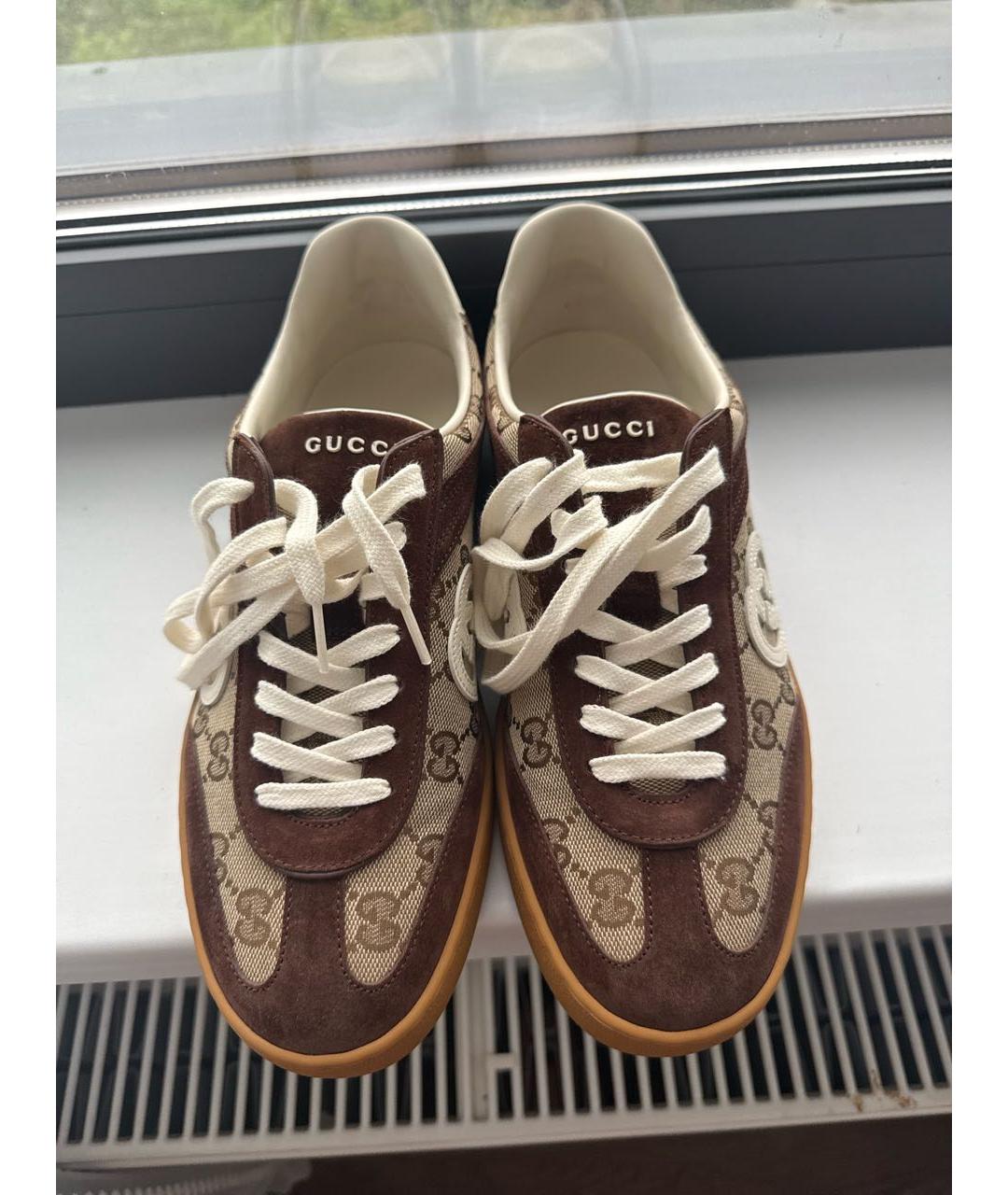 GUCCI Коричневые замшевые низкие кроссовки / кеды, фото 2