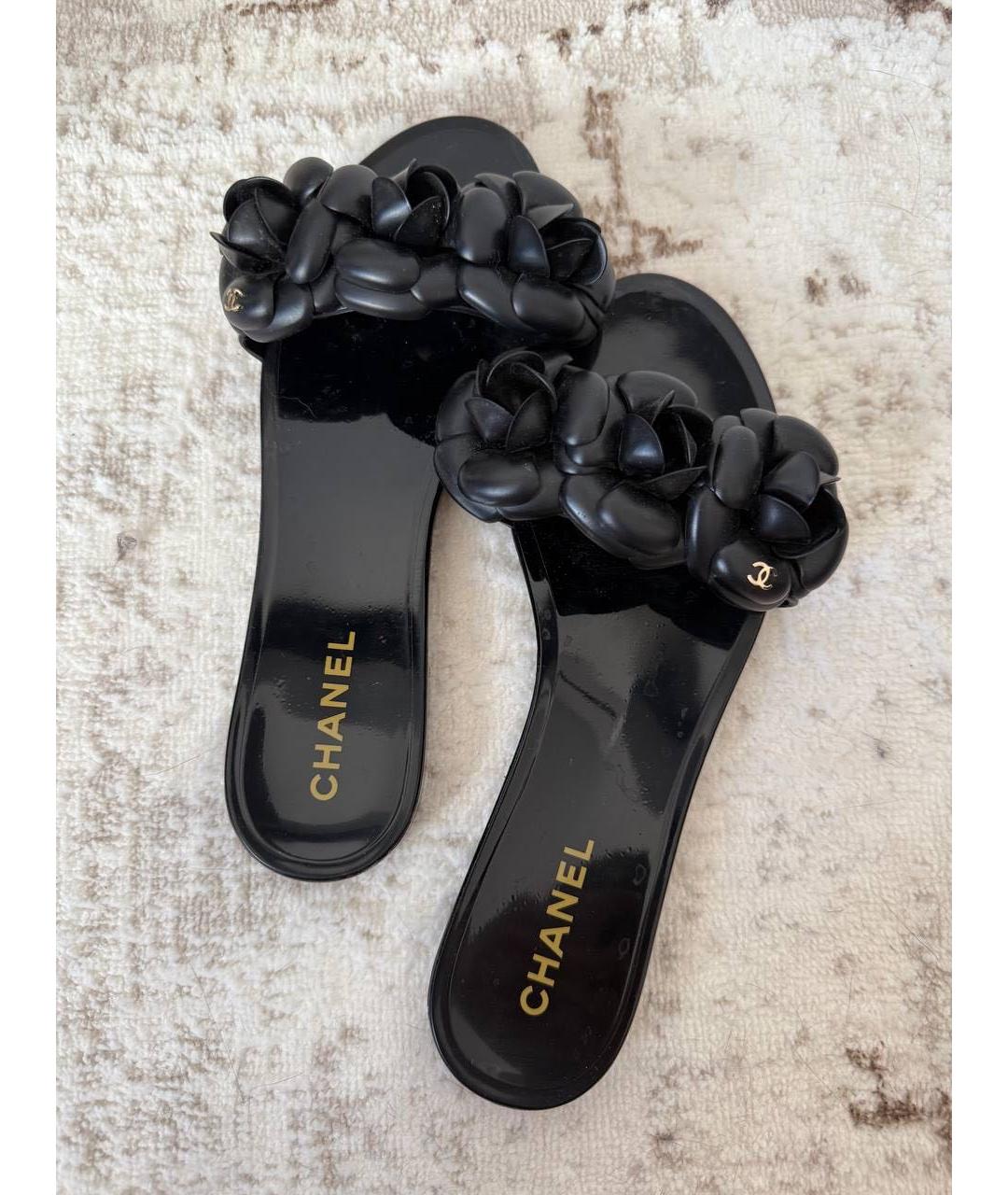 CHANEL Черные резиновые шлепанцы, фото 3