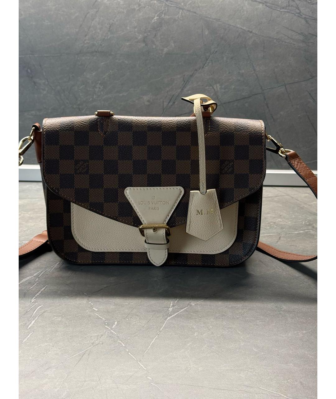 LOUIS VUITTON Коричневая кожаная сумка через плечо, фото 7