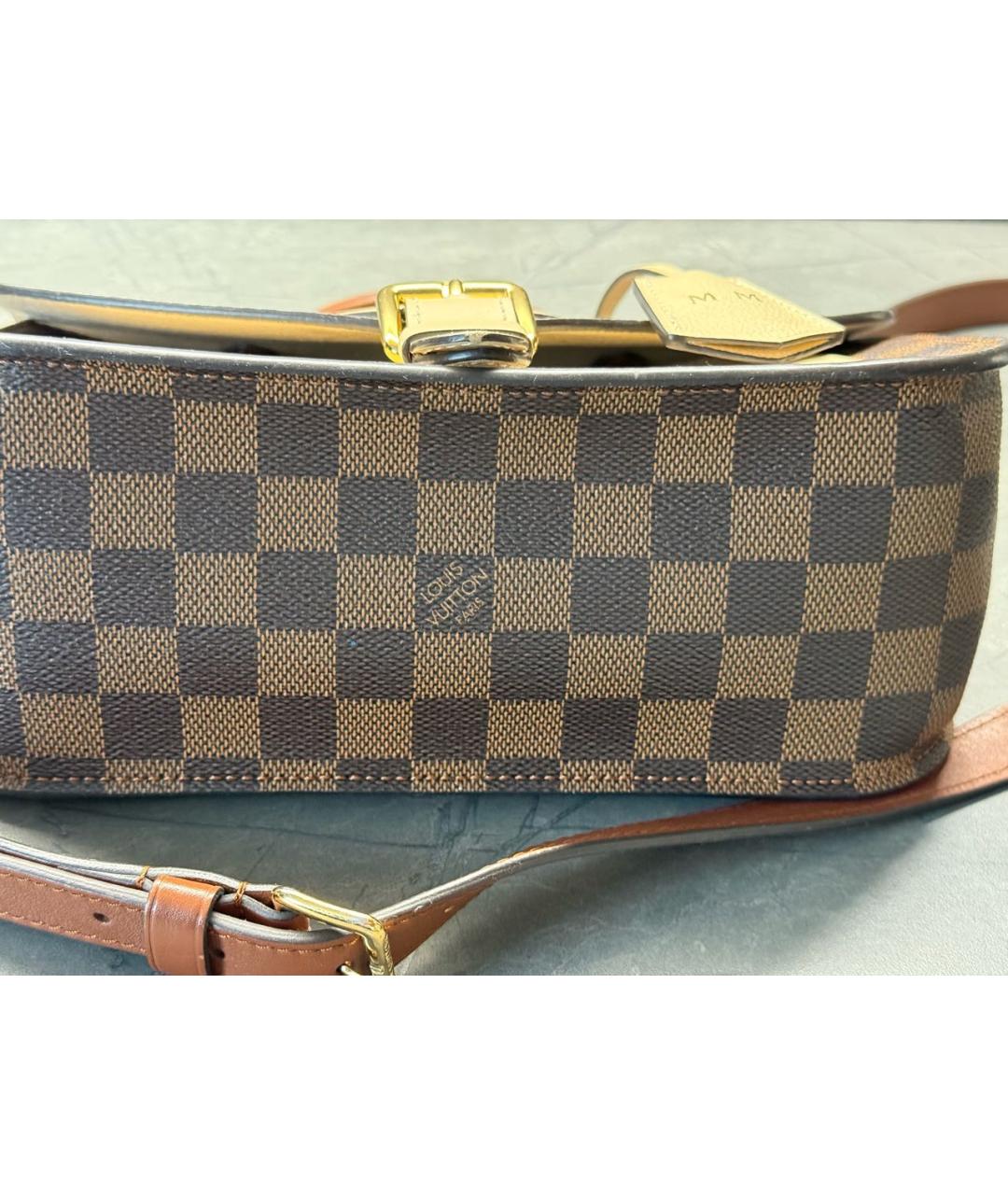 LOUIS VUITTON Коричневая кожаная сумка через плечо, фото 6