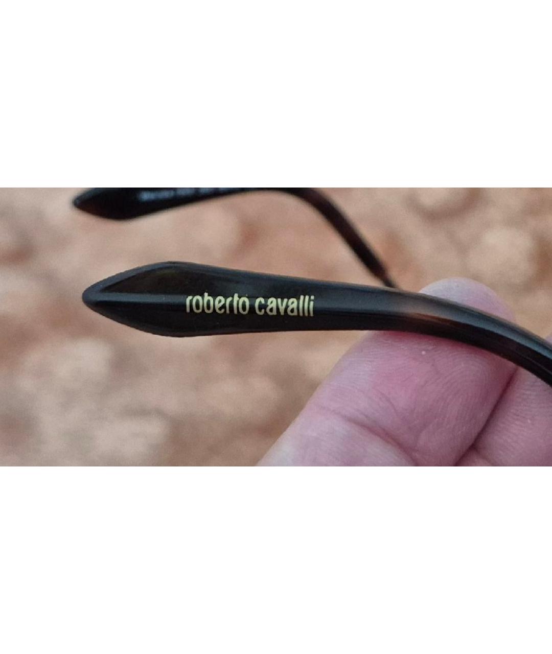 ROBERTO CAVALLI Коричневые металлические солнцезащитные очки, фото 3