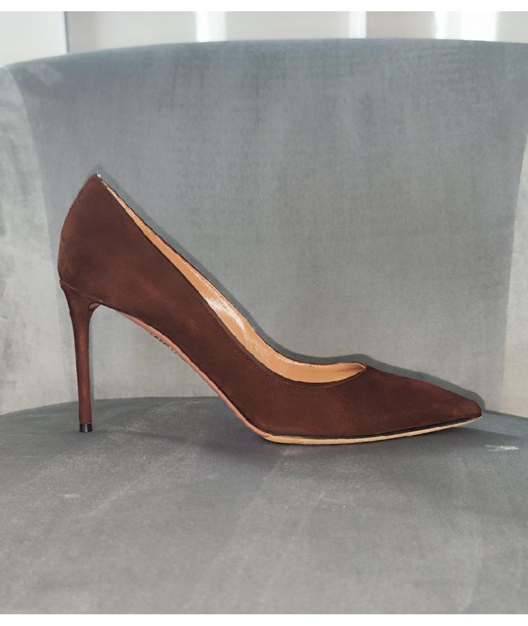AQUAZZURA Коричневые замшевые туфли, фото 5
