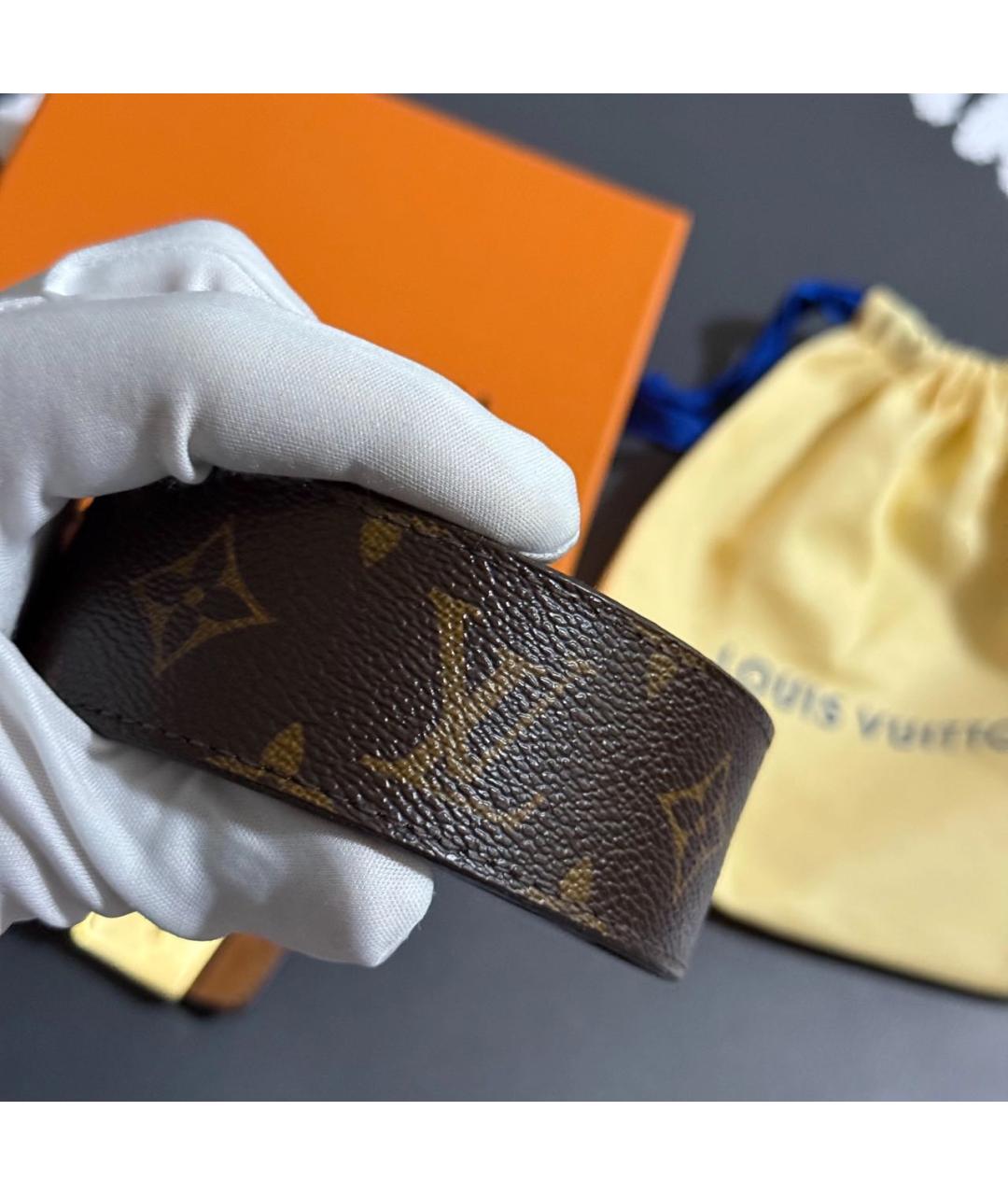 LOUIS VUITTON Коричневый кожаный ремень, фото 4