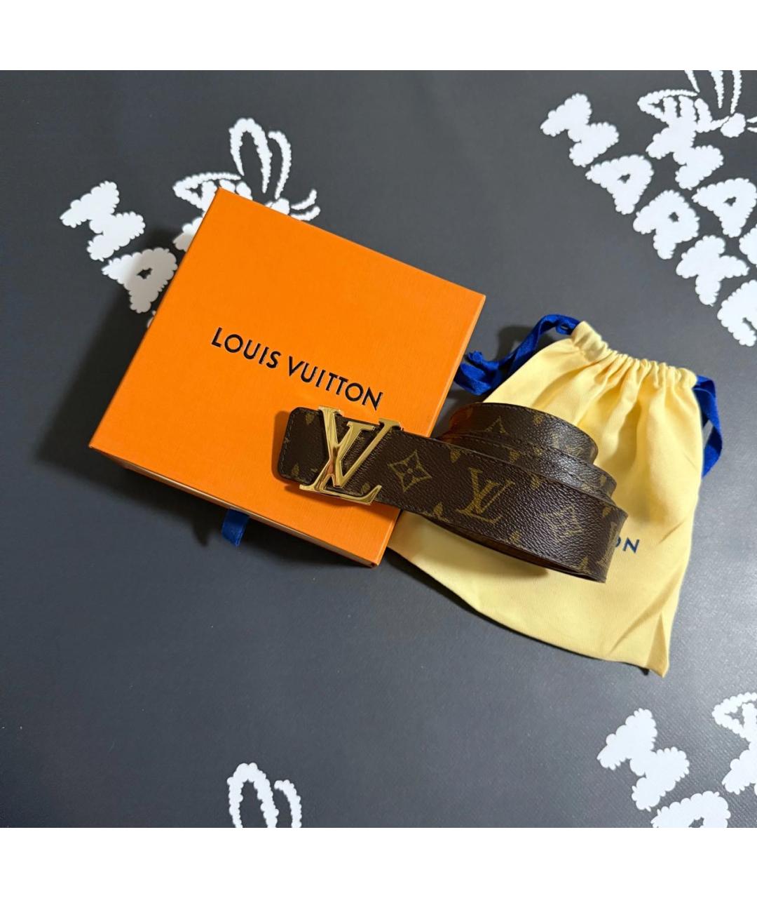 LOUIS VUITTON Коричневый кожаный ремень, фото 5