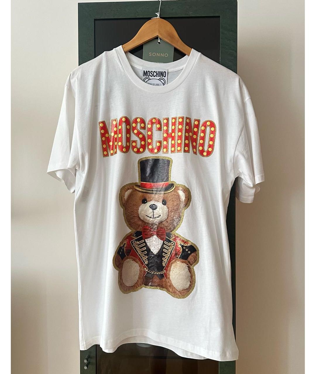 MOSCHINO Белая хлопко-эластановая футболка, фото 2