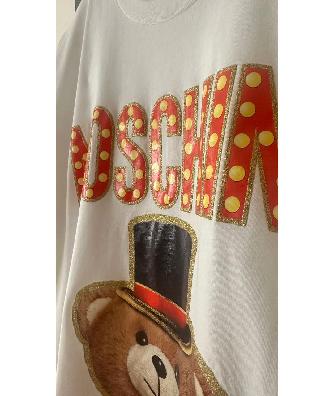 MOSCHINO Белая хлопко-эластановая футболка, фото 6