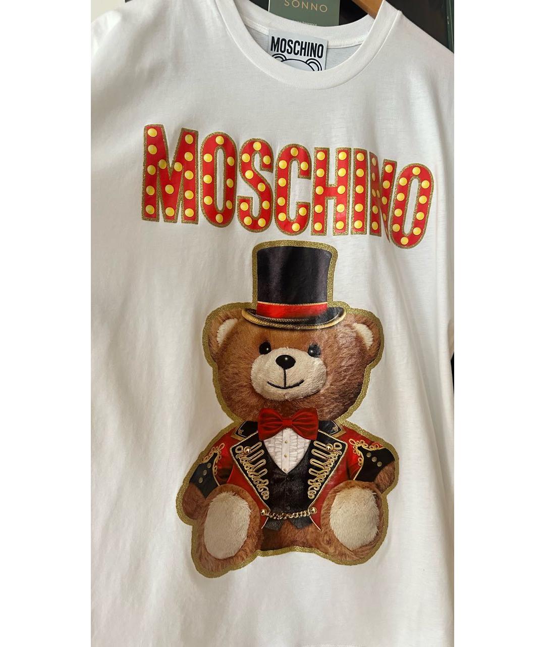 MOSCHINO Белая хлопко-эластановая футболка, фото 5